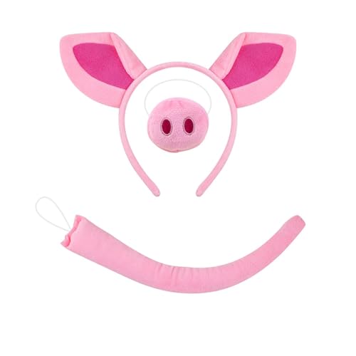 Wegiwuca Piggy Kostüm Set Mit Piggy Tail Bowtie Handschuh Und Stirnband Halloween Dress Up Outfit Für Kid Birthday Cosplay von Wegiwuca