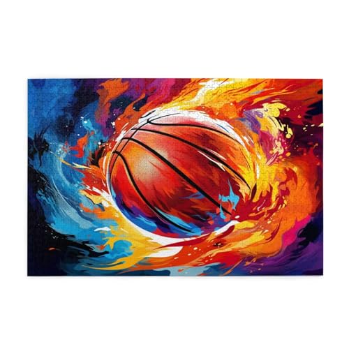 Basketball Puzzle Farbe Puzzle Große 1500 Teile Erwachsene, Clevere Rätsel, Geschicklichkeitsspiel für die Ganze Familie, Holz Farbenfrohes Jigsaws mit Geschenkbox, Geschenke für Frauen 87x57cm E-404 von Wehsaeho