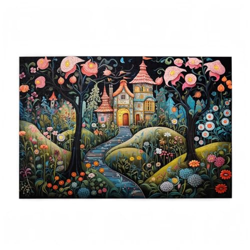Baum Puzzle Abstrakt Puzzle Große 1000 Teile Erwachsene, Clevere Rätsel, Geschicklichkeitsspiel für die Ganze Familie, Holz Farbenfrohes Jigsaws mit Geschenkbox Verpackung, Zimmer Deko 75x50cm D-762 von Wehsaeho