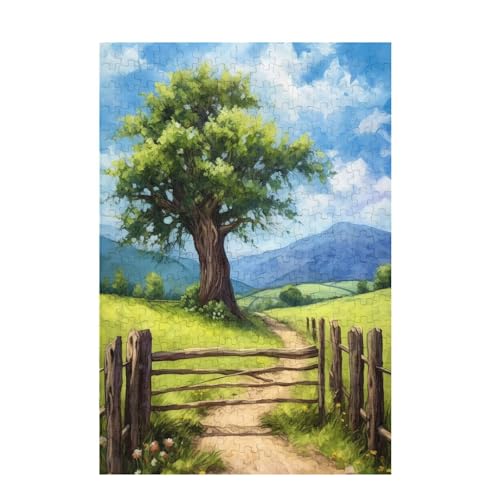 Baum Puzzle Bauernhof Puzzle Große 200 Teile Erwachsene, Clevere Rätsel, Geschicklichkeitsspiel für die Ganze Familie, Holz Farbenfrohes Jigsaws mit Geschenkbox Verpackung, Zimmer Deko 35x25cm D-1039 von Wehsaeho