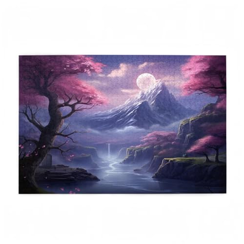 Baum Puzzle Berg Puzzle Große 1000 Teile Erwachsene, Clevere Rätsel, Geschicklichkeitsspiel für die Ganze Familie, Holz Farbenfrohes Jigsaws mit Geschenkbox Verpackung, Zimmer Deko 75x50cm D-633 von Wehsaeho