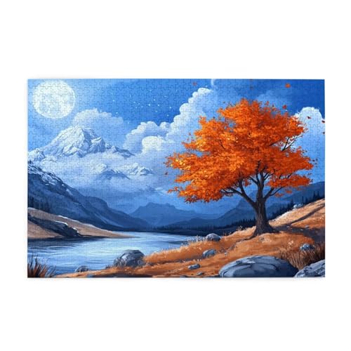 Baum Puzzle Herbst Puzzle Große 5000 Teile Erwachsene, Clevere Rätsel, Geschicklichkeitsspiel für die Ganze Familie, Holz Farbenfrohes Jigsaws mit Geschenkbox, Geschenke für Frauen 105x156cm E-1863 von Wehsaeho
