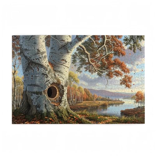 Baum Puzzle Landschaft Puzzle Große 200 Teile Erwachsene, Clevere Rätsel, Geschicklichkeitsspiel für die Ganze Familie, Holz Farbenfrohes Jigsaws mit Geschenkbox Verpackung, Zimmer Deko 35x25cm D-156 von Wehsaeho