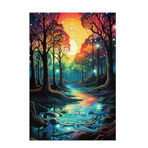 Baum Puzzle Mond Puzzle Große 300 Teile Erwachsene, Clevere Rätsel, Geschicklichkeitsspiel für die Ganze Familie, Holz Farbenfrohes Jigsaws mit Geschenkbox Verpackung, Zimmer Deko 38x26cm D-1087 von Wehsaeho