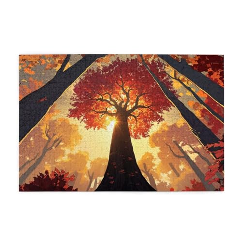 Baum Puzzle Sonnenuntergang Puzzle Große 1500 Teile Erwachsene, Clevere Rätsel, Geschicklichkeitsspiel für die Ganze Familie, Holz Farbenfrohes Jigsaws mit Geschenkbox, Deko Wohnzimmer 87x57cm E-591 von Wehsaeho