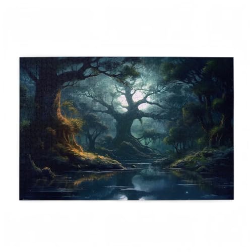 Baum Puzzle Wald Puzzle Große 1000 Teile Erwachsene, Clevere Rätsel, Geschicklichkeitsspiel für die Ganze Familie, Holz Farbenfrohes Jigsaws mit Geschenkbox Verpackung, Zimmer Deko 75x50cm D-160 von Wehsaeho