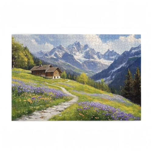 Berg Puzzle Bauernhof Puzzle Große 200 Teile Erwachsene, Clevere Rätsel, Geschicklichkeitsspiel für die Ganze Familie, Holz Farbenfrohes Jigsaws mit Geschenkbox Verpackung, Zimmer Deko 35x25cm D-476 von Wehsaeho