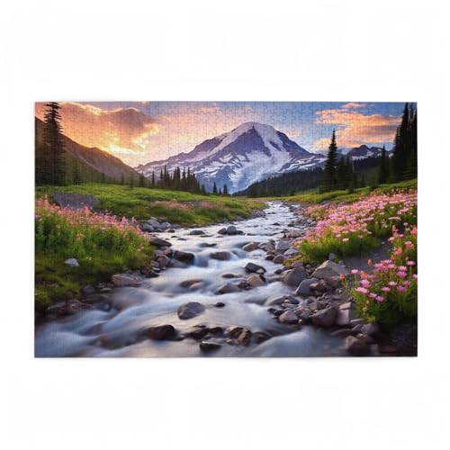 Berg Puzzle Baum Puzzle Große 1000 Teile Erwachsene, Clevere Rätsel, Geschicklichkeitsspiel für die Ganze Familie, Holz Farbenfrohes Jigsaws mit Geschenkbox Verpackung, Zimmer Deko 75x50cm D-558 von Wehsaeho