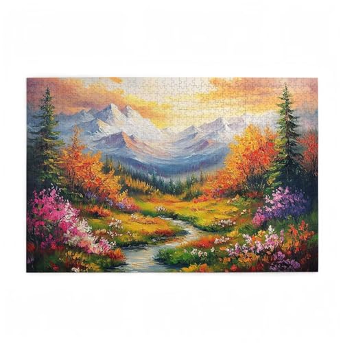 Berg Puzzle Blume Puzzle Große 5000 Teile Erwachsene, Clevere Rätsel, Geschicklichkeitsspiel für die Ganze Familie, Holz Farbenfrohes Jigsaws mit Geschenkbox Verpackung, Zimmer Deko 105x156cm D-317 von Wehsaeho