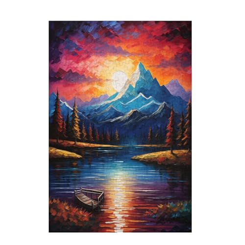 Berg Puzzle Meer Puzzle Große 500 Teile Erwachsene, Clevere Rätsel, Geschicklichkeitsspiel für die Ganze Familie, Holz Farbenfrohes Jigsaws mit Geschenkbox Verpackung, Zimmer Deko 52x38cm D-1355 von Wehsaeho