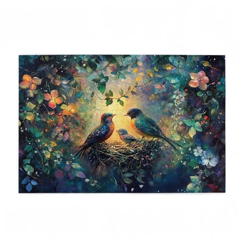 Bird Puzzle Blume Puzzle Große 200 Teile Erwachsene, Clevere Rätsel, Geschicklichkeitsspiel für die Ganze Familie, Holz Farbenfrohes Jigsaws mit Geschenkbox Verpackung, Zimmer Deko 35x25cm D-320 von Wehsaeho