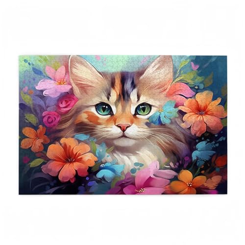 Blume Puzzle Katze Puzzle Große 200 Teile Erwachsene, Clevere Rätsel, Geschicklichkeitsspiel für die Ganze Familie, Holz Farbenfrohes Jigsaws mit Geschenkbox Verpackung, Zimmer Deko 35x25cm D-713 Blume Puzzle Katze Puzzle Große 200 Teile Erwachsene, Clevere Rätsel, Geschicklichkeitsspiel für die Ganze Familie, Holz Farbenfrohes Jigsaws mit Geschenkbox Verpackung, Zimmer Deko 35x25cm D-713 von Wehsaeho