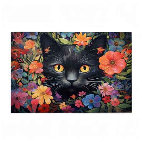Blume Puzzle Katze Puzzle Große 3000 Teile Erwachsene, Clevere Rätsel, Geschicklichkeitsspiel für die Ganze Familie, Holz Farbenfrohes Jigsaws mit Geschenkbox Verpackung, Zimmer Deko 81x122cm D-555 von Wehsaeho