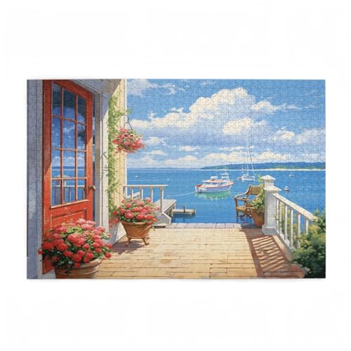 Blume Puzzle Landschaft Puzzle Große 1000 Teile Erwachsene, Clevere Rätsel, Geschicklichkeitsspiel für die Ganze Familie, Holz Farbenfrohes Jigsaws mit Geschenkbox, Geschenke für Frauen 75x50cm D-559 von Wehsaeho