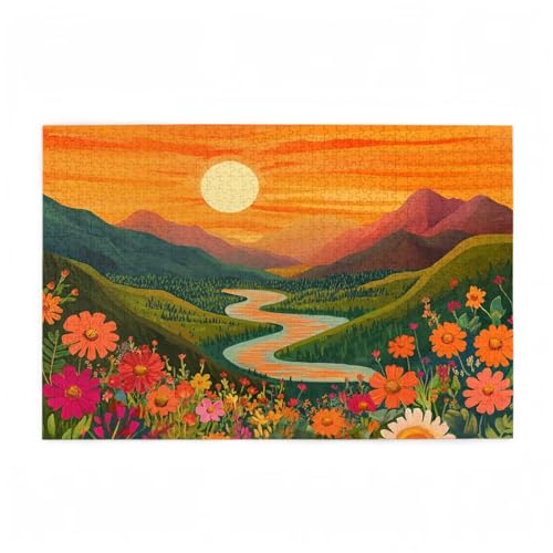 Blume Puzzle Landschaft Puzzle Große 3000 Teile Erwachsene, Clevere Rätsel, Geschicklichkeitsspiel für die Ganze Familie, Holz Farbenfrohes Jigsaws mit Geschenkbox, Geschenke für Frauen 81x122cm D-474 von Wehsaeho