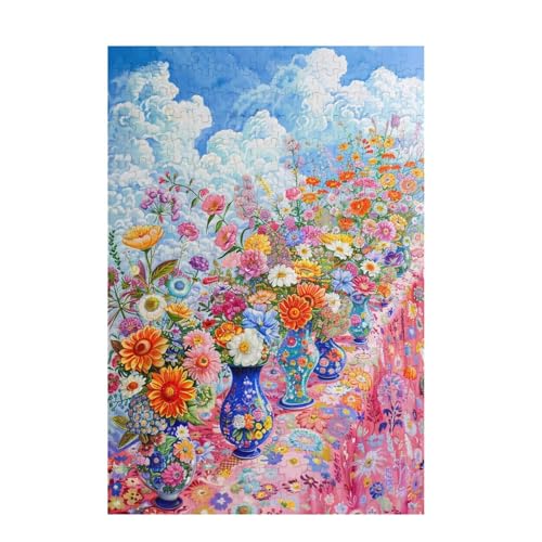 Blume Puzzle Retro Puzzle Große 200 Teile Erwachsene, Clevere Rätsel, Geschicklichkeitsspiel für die Ganze Familie, Holz Farbenfrohes Jigsaws mit Geschenkbox Verpackung, Zimmer Deko 35x25cm D-1036 von Wehsaeho
