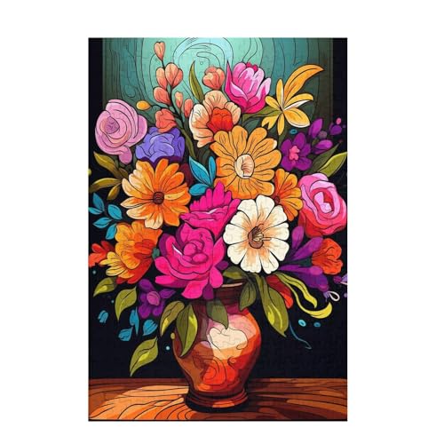 Blume Puzzle Retro Puzzle Große 200 Teile Erwachsene, Clevere Rätsel, Geschicklichkeitsspiel für die Ganze Familie, Holz Farbenfrohes Jigsaws mit Geschenkbox Verpackung, Zimmer Deko 35x25cm D-1679 von Wehsaeho