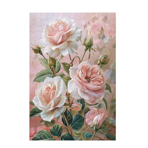 Blume Puzzle Rosa Puzzle Große 500 Teile Erwachsene, Clevere Rätsel, Geschicklichkeitsspiel für die Ganze Familie, Holz Farbenfrohes Jigsaws mit Geschenkbox Verpackung, Zimmer Deko 52x38cm D-796 von Wehsaeho