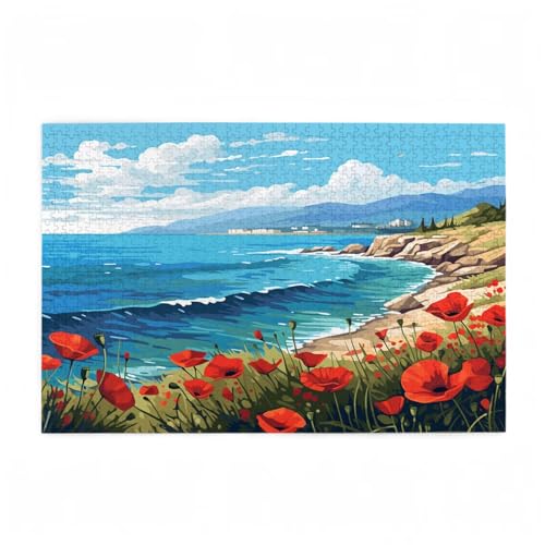 Blume Puzzle Wolke Puzzle Große 200 Teile Erwachsene, Clevere Rätsel, Geschicklichkeitsspiel für die Ganze Familie, Holz Farbenfrohes Jigsaws mit Geschenkbox Verpackung, Zimmer Deko 35x25cm D-637 von Wehsaeho