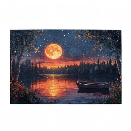 Boot Puzzle Baum Puzzle Große 500 Teile Erwachsene, Clevere Rätsel, Geschicklichkeitsspiel für die Ganze Familie, Holz Farbenfrohes Jigsaws mit Geschenkbox Verpackung, Zimmer Deko 52x38cm D-504 von Wehsaeho