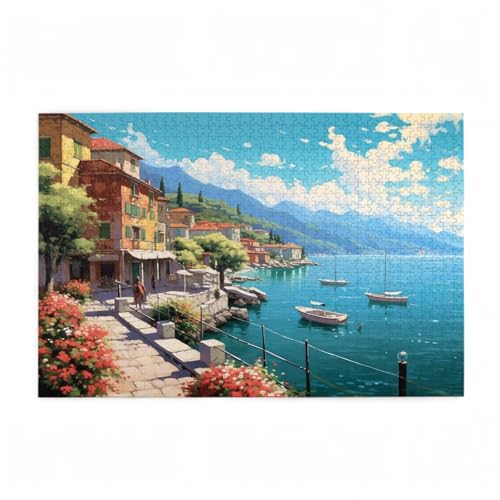Boot Puzzle Berg Puzzle Große 3000 Teile Erwachsene, Clevere Rätsel, Geschicklichkeitsspiel für die Ganze Familie, Holz Farbenfrohes Jigsaws mit Geschenkbox Verpackung, Zimmer Deko 81x122cm D-237 von Wehsaeho