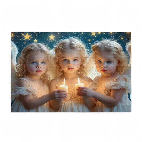 Engel Puzzle Sternenhimmel Puzzle Große 500 Teile Erwachsene, Clevere Rätsel, Geschicklichkeitsspiel für die Ganze Familie, Holz Farbenfrohes Jigsaws mit Geschenkbox, Geschenke für Frauen 52x38cm D-71 von Wehsaeho