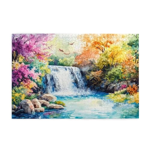 Fallen Puzzle Blume Puzzle 300 Teile Erwachsene, Clevere Rätsel, Geschicklichkeitsspiel für die Ganze Familie, Holz Farbenfrohes Jigsaws mit Geschenkbox Verpackung, Geschenke für Frauen 38x26cm E-1083 von Wehsaeho