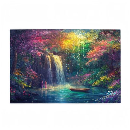 Fallen Puzzle Farbe Puzzle Große 500 Teile Erwachsene, Clevere Rätsel, Geschicklichkeitsspiel für die Ganze Familie, Holz Farbenfrohes Jigsaws mit Geschenkbox Verpackung, Zimmer Deko 52x38cm D-141 von Wehsaeho