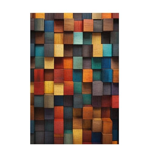 Farbe Puzzle Abstrakt Puzzle Große 200 Teile Erwachsene, Clevere Rätsel, Geschicklichkeitsspiel für die Ganze Familie, Holz Farbenfrohes Jigsaws mit Geschenkbox Verpackung, Zimmer Deko 35x25cm D-1439 von Wehsaeho