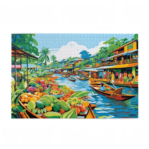 Farbe Puzzle Boot Puzzle Große 300 Teile Erwachsene, Clevere Rätsel, Geschicklichkeitsspiel für die Ganze Familie, Holz Farbenfrohes Jigsaws mit Geschenkbox Verpackung, Zimmer Deko 38x26cm D-645 von Wehsaeho