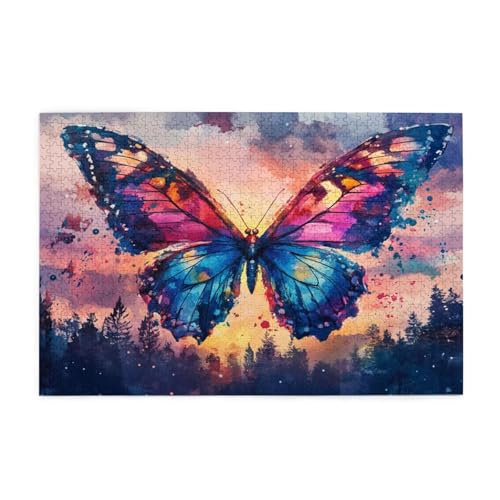 Farbe Puzzle Schmetterling Puzzle Große 1500 Teile Erwachsene, Clevere Rätsel, Geschicklichkeitsspiel für die Ganze Familie, Holz Farbenfrohes Jigsaws mit Geschenkbox, Deko Wohnzimmer 87x57cm E-1851 von Wehsaeho