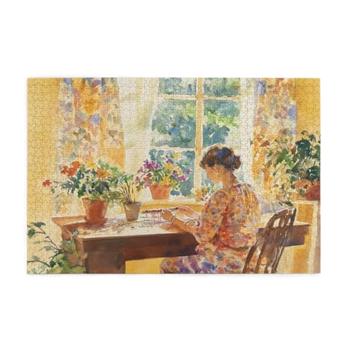 Frau Puzzle Fensterbank Puzzle Große 1500 Teile Erwachsene, Clevere Rätsel, Geschicklichkeitsspiel für die Ganze Familie, Holz Farbenfrohes Jigsaws mit Geschenkbox, Geschenke für Frauen 87x57cm E-1379 Frau Puzzle Fensterbank Puzzle Große 1500 Teile Erwachsene, Clevere Rätsel, Geschicklichkeitsspiel für die Ganze Familie, Holz Farbenfrohes Jigsaws mit Geschenkbox, Geschenke für Frauen 87x57cm E-1379 von Wehsaeho