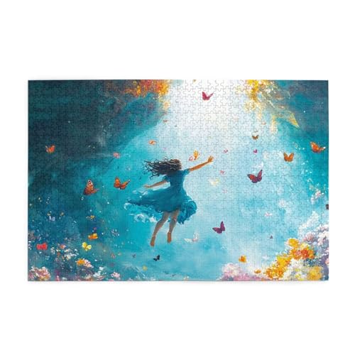 Frau Puzzle Schmetterling Puzzle 300 Teile Erwachsene, Clevere Rätsel, Geschicklichkeitsspiel für die Ganze Familie, Holz Farbenfrohes Jigsaws mit Geschenkbox, Geschenke für Frauen 38x26cm E-1603 von Wehsaeho