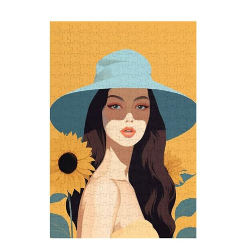 Frau Puzzle Sonnenblume Puzzle Große 1000 Teile Erwachsene, Clevere Rätsel, Geschicklichkeitsspiel für die Ganze Familie, Holz Farbenfrohes Jigsaws mit Geschenkbox, Geschenke für Frauen 75x50cm D-781 von Wehsaeho