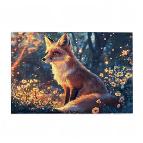 Fuchs Puzzle Blume Puzzle Große 1000 Teile Erwachsene, Clevere Rätsel, Geschicklichkeitsspiel für die Ganze Familie, Holz Farbenfrohes Jigsaws mit Geschenkbox Verpackung, Zimmer Deko 75x50cm D-313 von Wehsaeho
