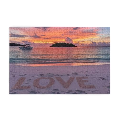 Herz Puzzle Strand Puzzle Große 5000 Teile Erwachsene, Clevere Rätsel, Geschicklichkeitsspiel für die Ganze Familie, Holz Farbenfrohes Jigsaws mit Geschenkbox, Geschenke für Frauen 105x156cm E-1781 von Wehsaeho
