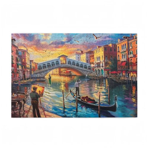 Italien Puzzle Brücke Puzzle Große 1500 Teile Erwachsene, Clevere Rätsel, Geschicklichkeitsspiel für die Ganze Familie, Holz Farbenfrohes Jigsaws mit Geschenkbox Verpackung, Zimmer Deko 87x57cm D-165 von Wehsaeho