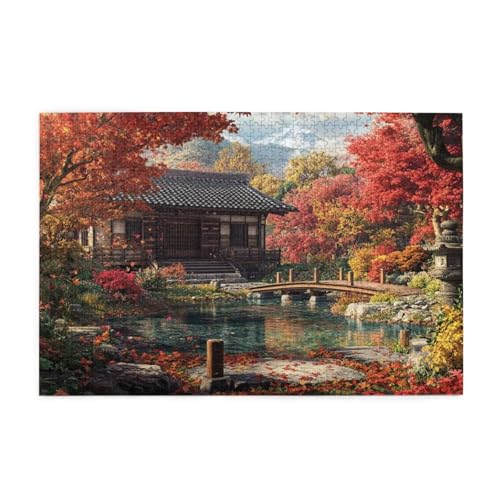 Japan Puzzle Baum Puzzle 300 Teile Erwachsene, Clevere Rätsel, Geschicklichkeitsspiel für die Ganze Familie, Holz Farbenfrohes Jigsaws mit Geschenkbox Verpackung, Geschenke für Frauen 38x26cm E-264 von Wehsaeho