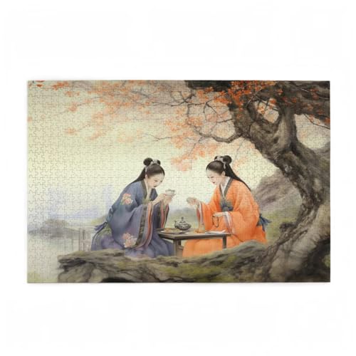Japan Puzzle Frau Puzzle Große 1500 Teile Erwachsene, Clevere Rätsel, Geschicklichkeitsspiel für die Ganze Familie, Holz Farbenfrohes Jigsaws mit Geschenkbox Verpackung, Zimmer Deko 87x57cm D-240 von Wehsaeho