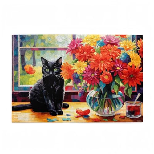 Katze Puzzle Blume Puzzle Große 1000 Teile Erwachsene, Clevere Rätsel, Geschicklichkeitsspiel für die Ganze Familie, Holz Farbenfrohes Jigsaws mit Geschenkbox Verpackung, Zimmer Deko 75x50cm D-553 Katze Puzzle Blume Puzzle Große 1000 Teile Erwachsene, Clevere Rätsel, Geschicklichkeitsspiel für die Ganze Familie, Holz Farbenfrohes Jigsaws mit Geschenkbox Verpackung, Zimmer Deko 75x50cm D-553 von Wehsaeho