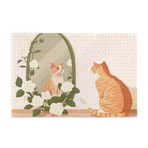 Katze Puzzle Blume Puzzle Große 1500 Teile Erwachsene, Clevere Rätsel, Geschicklichkeitsspiel für die Ganze Familie, Holz Farbenfrohes Jigsaws mit Geschenkbox, Geschenke für Frauen 87x57cm E-925 von Wehsaeho