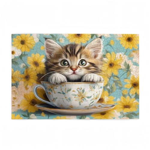 Katze Puzzle Niedlich Puzzle Große 5000 Teile Erwachsene, Clevere Rätsel, Geschicklichkeitsspiel für die Ganze Familie, Holz Farbenfrohes Jigsaws mit Geschenkbox, Geschenke für Frauen 105x156cm D-719 von Wehsaeho