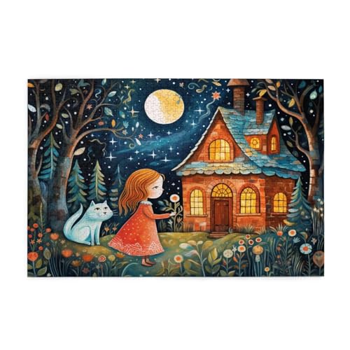Katze Puzzle Sternenhimmel Puzzle Große 1500 Teile Erwachsene, Clevere Rätsel, Geschicklichkeitsspiel für die Ganze Familie, Holz Farbenfrohes Jigsaws mit Geschenkbox, Deko Wohnzimmer 87x57cm E-455 von Wehsaeho