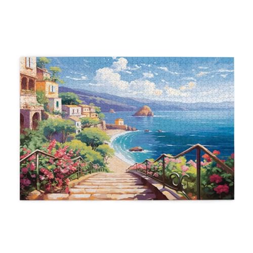 Meer Puzzle Blume Puzzle 300 Teile Erwachsene, Clevere Rätsel, Geschicklichkeitsspiel für die Ganze Familie, Holz Farbenfrohes Jigsaws mit Geschenkbox Verpackung, Geschenke für Frauen 38x26cm E-970 von Wehsaeho