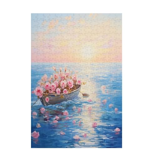 Meer Puzzle Boot Puzzle Große 200 Teile Erwachsene, Clevere Rätsel, Geschicklichkeitsspiel für die Ganze Familie, Holz Farbenfrohes Jigsaws mit Geschenkbox Verpackung, Zimmer Deko 35x25cm D-1758 von Wehsaeho