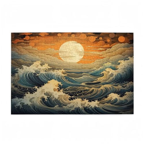 Meer Puzzle Sonnenuntergang Puzzle Große 200 Teile Erwachsene, Clevere Rätsel, Geschicklichkeitsspiel für die Ganze Familie, Holz Farbenfrohes Jigsaws mit Geschenkbox, Deko Wohnzimmer 35x25cm D-729 von Wehsaeho