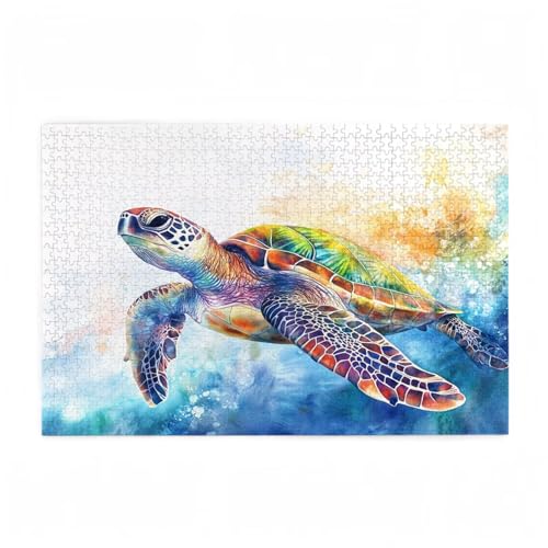Meeresschildkröten Puzzle Tier Puzzle Große 200 Teile Erwachsene, Clevere Rätsel, Geschicklichkeitsspiel für die Ganze Familie, Holz Farbenfrohes Jigsaws mit Geschenkbox, Deko Wohnzimmer 35x25cm D-393 von Wehsaeho