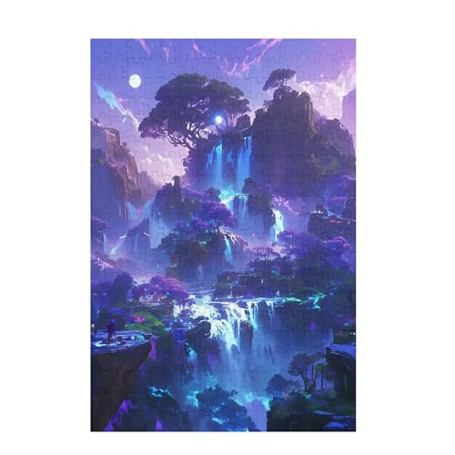 Mond Puzzle Landschaft Puzzle Große 300 Teile Erwachsene, Clevere Rätsel, Geschicklichkeitsspiel für die Ganze Familie, Holz Farbenfrohes Jigsaws mit Geschenkbox, Geschenke für Frauen 38x26cm D-1261 von Wehsaeho