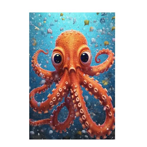 Oktopus Puzzle Meer Puzzle Große 200 Teile Erwachsene, Clevere Rätsel, Geschicklichkeitsspiel für die Ganze Familie, Holz Farbenfrohes Jigsaws mit Geschenkbox Verpackung, Zimmer Deko 35x25cm D-954 von Wehsaeho