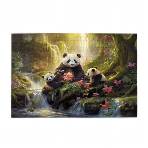 Panda Puzzle Fallen Puzzle Große 1500 Teile Erwachsene, Clevere Rätsel, Geschicklichkeitsspiel für die Ganze Familie, Holz Farbenfrohes Jigsaws mit Geschenkbox Verpackung, Zimmer Deko 87x57cm D-154 von Wehsaeho